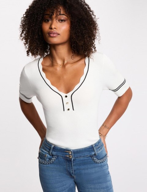 Morgan Sweter MIREN OFF WHITE/NOIR