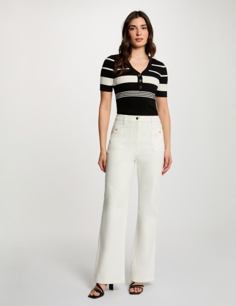 Morgan Sweter MLOLA NOIR/OFF WHITE
